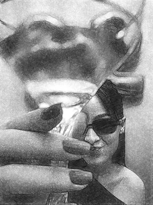 Charcoal Pencil Painting 10.63 x 13.78 inches